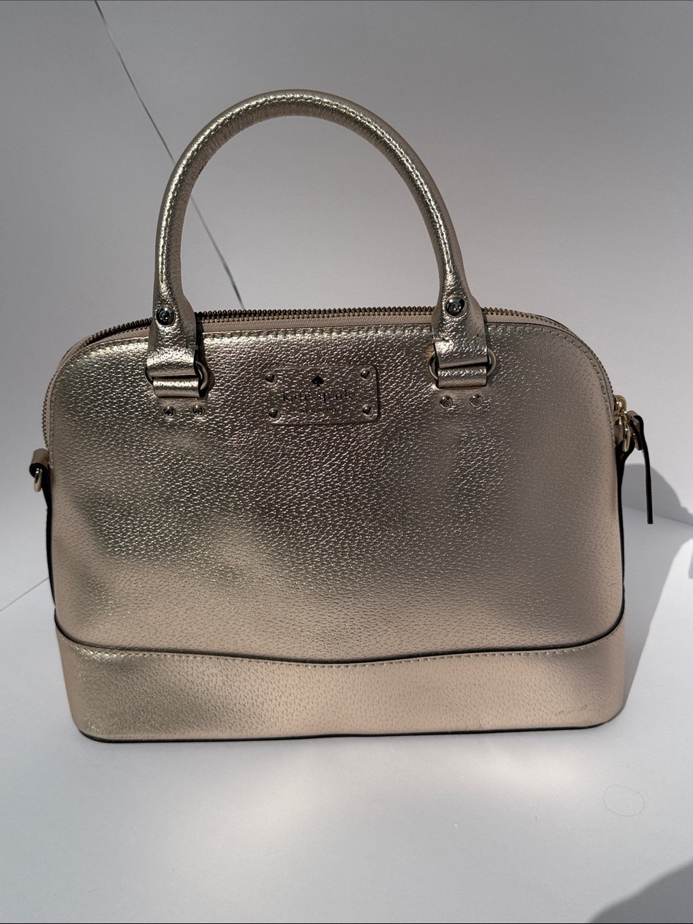 Kate Spade Wellesley Rachelle Metallic Rose Gold Leather Satchel